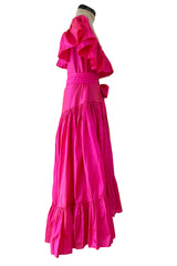 Dreamy Spring 1980 Yves Saint Laurent Runway Feather Light Iridescent Pink Silk Dress