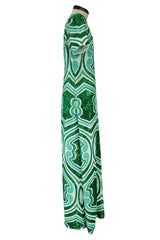 Magnificent Spring 2022 Etro Runwy Look 38 Fully Sequinned Green Silk Chiffon Full Length Dress