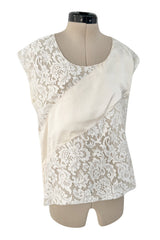Prettiest Spring 1982 Christian Dior by Marc Bohan Haute Couture Sleeveless Ivory Silk & Lace Top