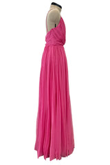 Resort 2008 Christian Dior by John Galliano Pink Silk Chiffon Plunge Dress