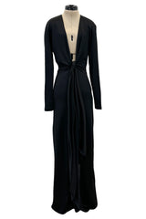 Spring 2018 Givenchy by Clare Wright Keller Long Tie Black Front Plunge Jersey Dress