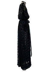 Chic Fall 1979 Givenchy by Hubert de Givenchy Runway Black Silk & Velvet with Inner Slip
