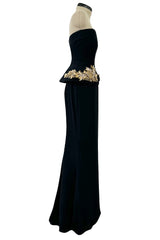 Spectacular Spring 2014 Alexander McQueen by Sarah Burton Strapless Crystal Detailed Peplum Dress
