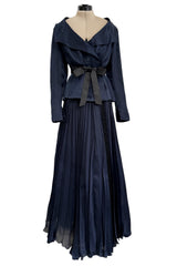 Spring 2000 Chanel by Karl Lagerfeld Haute Couture Runway Blue Organza Silk Dress & Jacket