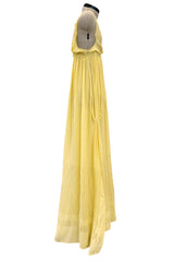 Ethereal 2000s Christian Dior by John Galliano Pale Yellow Silk Chiffon Dress w Barely There Bodice