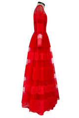 Spring 2018 Valentino by Pierpaolo Piccioli Red Chantilly Lace & Net Dress