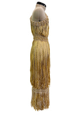 Outstanding Cruise 2011 Chanel by Karl Lagerfeld Runway Look 36 Gold Ribbon & Metallic Gold Cord Knit Dress