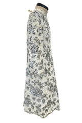 Exceptional 1960s Nina Ricci by Gérard Pipart Haute Couture Silver & White Densely Sequin Dress