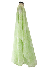 Dreamy Spring 1974 Lanvin by Jules-Francois Crahay Pale Green Floral Print One Shoulder Dress