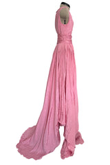 Gorgeous Pre-Fall 2012 Oscar de la Renta Runway Look 53 Soft Pink Silk Dress w Trained Skirt