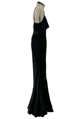 Exceptional Spring 1999 Christian Dior by John Galliano Black Bias Cut Silk Dress w Lace Detailing
