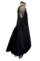 c. 2006 Prada by Miuccia Prada Black Silk & Silk Chiffon Low Scooped Back Sleeveless Puff Dress