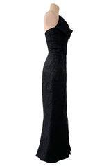 Incredible Spring 2007 John Galliano Strapless Black Lace Dress w Peak Bodice & Intricate Seaming