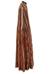 Incredible 1980s Carolina Herrera Angora & Mohair Knit Cape w Panels of Metallic Gold Thread