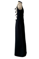 Incredible Fall 1971 Andre Courreges Black Dress w Open Back Detailed w Straps & Bows