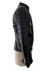 Celine by Phoebe Philo Leather Motorcycle Jacket w Silver Hardware
