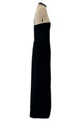 Minimalist Early 1960s James Galanos Couture Larger One Shoulder Black Crepe Long Column Dress