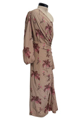Resort 2008 Prada by Miuccia Prada Look 5 One Shoulder Floral Printed Silk Dress w Low Side Plunge