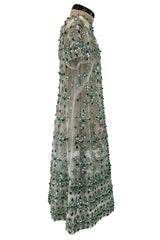 Extraordinary Unlabeled Net Pale Green Dress w Extensive Beading & Sequin Work