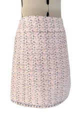 Spring 2014 Chanel by Karl Lagerfeld Runway Look 7 Pink Tweed & Silver Detailed Skirt