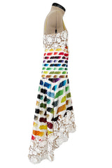 Hugely Documented Spring 2014 Chanel by Karl Lagerfeld Rainbow Print & Lace Runway Dress