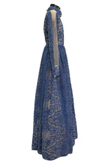 Phenomenal Fall 2013 Valentino by by Maria Grazia Chiuri & Pierpaolo Piccioli Runway Look 54 Dusty Blue Lace Dress