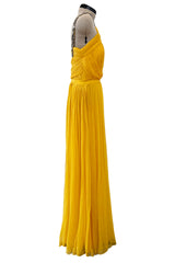 Spring 2009 John Galliano Deep Yellow Silk Chiffon Dress w Rhinestone Detailing