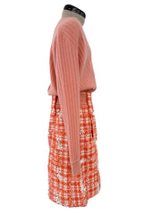 Phenomenal Spring 2001 Chanel by Karl Lagerfeld Runway Cashmere & Sequin Top & Skirt Set