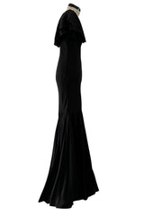 Phenomenal Spring 2007 Alexander McQueen Black Silk Bias Cut Dress w Sweeping Skirts