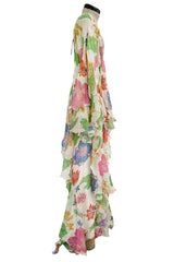 Prettiest Spring 2019 Etro by Veronica Etro Oversized Floral Print Bias Cut Silk Chiffon Spiral Dress