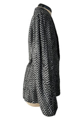 Impeccable Fall 1984 John Anthony Couture Silver & Black Chevron Hand Beaded & Sequin Jacket
