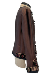 Spring 2005 Prada Runway & Ad Canmpaign Brown Silk Jacket w Extensive Beading & Embellishments