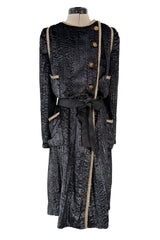 Important Fall 1983 Chanel by Karl Lagerfeld Haute Couture Runway Look 73 Metallic Panne Velvet Dress