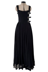 Pre-Fall 2013 Chanel by Karl Lagerfeld Runway Look 65 Black Silk Pleated Dress