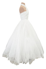 Fairy Tale 2010s Giambattista Valli White Dotted Silk Tulle Wedding Dress w Full Layered Netted Skirt
