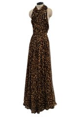 Pre-Fall 2013 Gucci by Frida Giannini Look 8 Leopard Silk Chiffon Dress w Open Back
