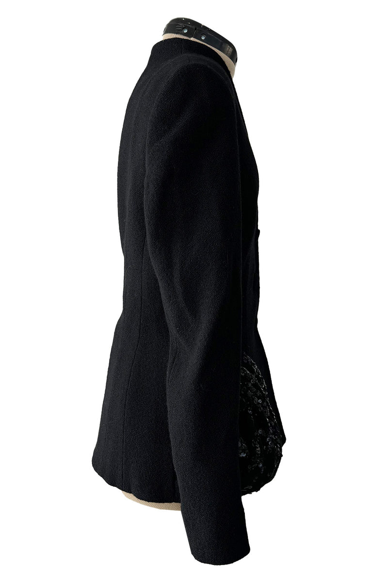 Fabulous Fall 2008 Christian Dior Black Meticulously Tailored Bar Jacket w Beaded Hip Detailing