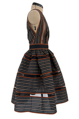 Amazing 2010s Fendi by Karl Lagerfeld Striped Cotton Dress w Transparent Net Panels