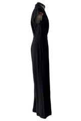 Spring 2008 Alexander McQueen "La Dame Bleue" Black Jumpsuit w Pink Inner Shoulder Detail