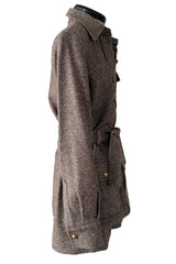 Best 1970s Valentino Four Pocket Tie Belt Jacket w Tailored Shorts Set & Gold V Logo Buttons