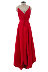 Resort 2019 Valentino by Pierpaulo Piccioli Red Plunge Dress w Pointed Hem