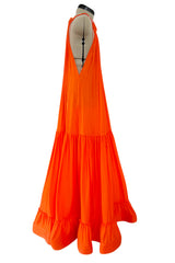 Resort 2016 Stella McCartney Runway Finale Look 34 Silk Dress w Gold Metal Collar & Ruffled Hem