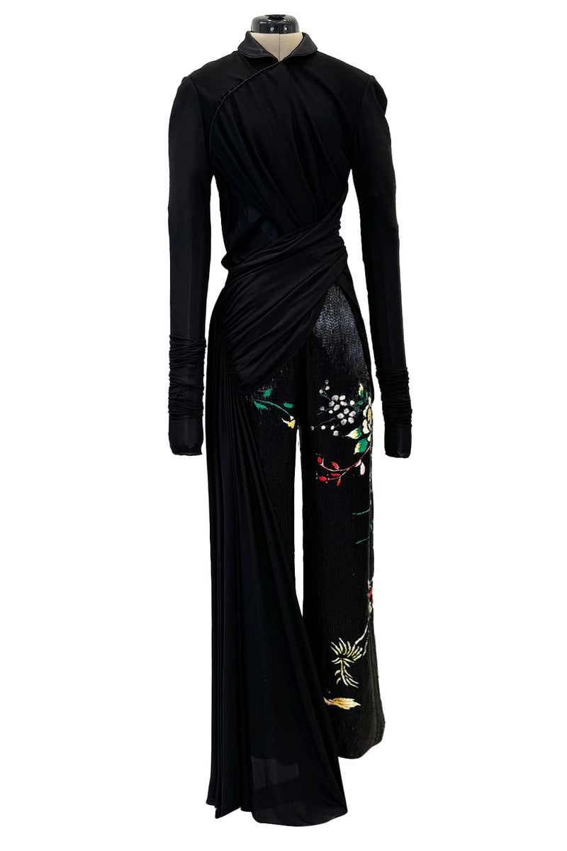Masterpiece Fall 2001 Jean Paul Gaultier Runway Haute Couture Beaded & Embroidered Pant w Silk Jersey Top Set