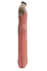 Prettiest Spring 1974 Halston Couture Pale Pastel Peach Iridescent Sequin Easy-to-Wear Tank Dress
