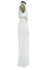 Yves Saint Laurent Spring 1993 minimalist White Dress w Raised Reptile Print