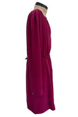 Chic Early 2000s Chloe Deep Burgundy Merlot Coloured Simple Silk Shift Dress w Ties