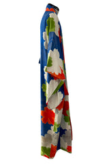 1920s-30s Unlabeled Silk Kimono with Classic Sleeve & Oversized Floral Print
