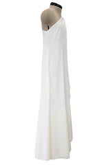 Most Wanted 1978 Halston Off White Ivory One Shoulder Draped Jersey Maxi Dress