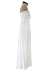 1976 Halston Strapless Iconic Front Tie Bias Cut Dress in White Jersey