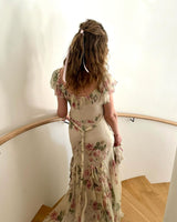 Outstanding Fall 2001 John Galliano Runway Look 41 Bias Cut Silk Chiffon Dress w Romantic Floral Print